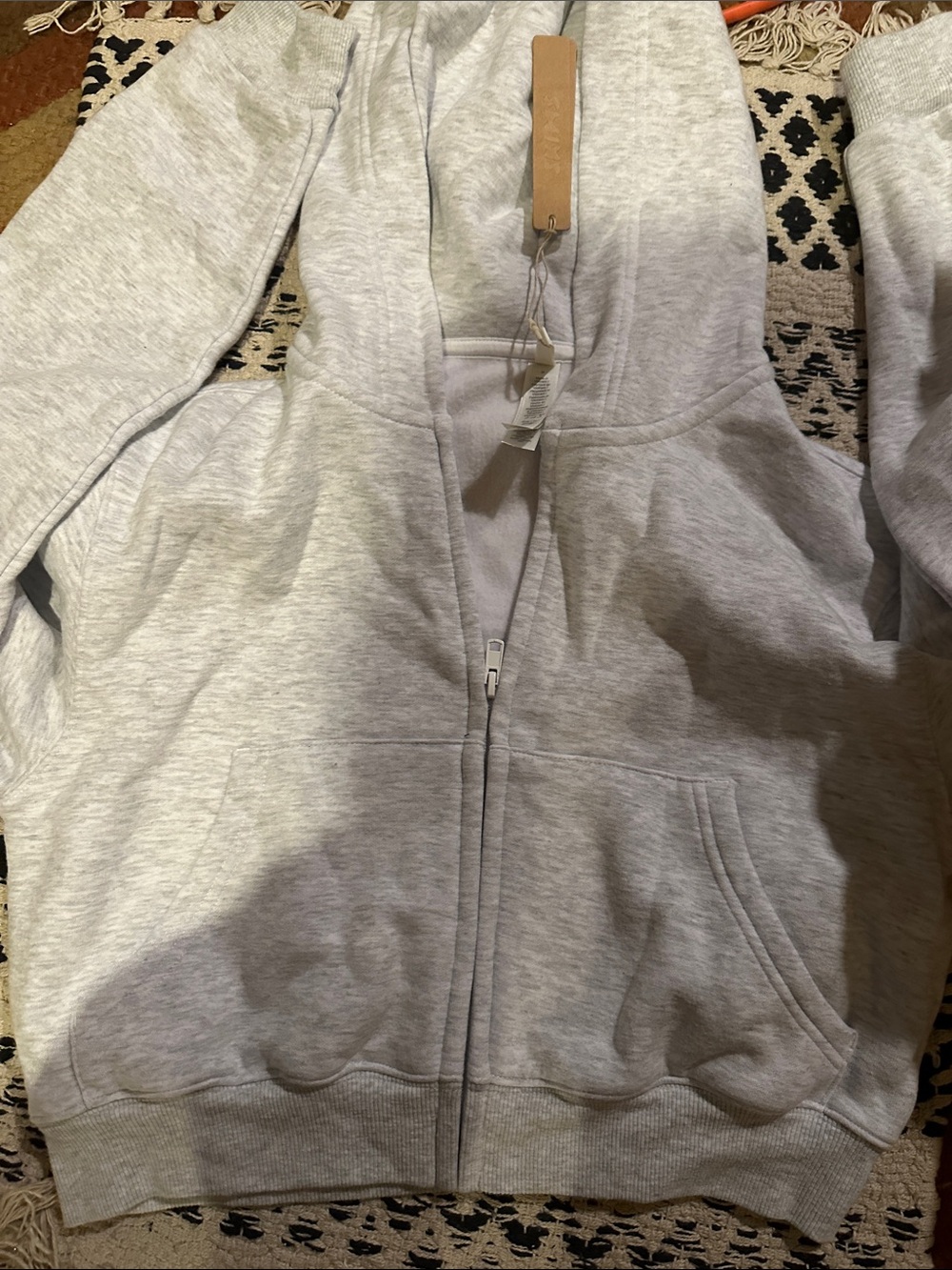 Skims cotton fleece cropped zip up Hoodie, light Heather grey size medium - Picture 6 of 7
